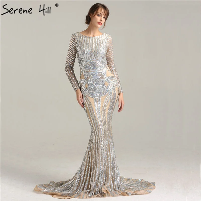 Evening Dress Nude Backless Mermaid Evening Gowns LA6014