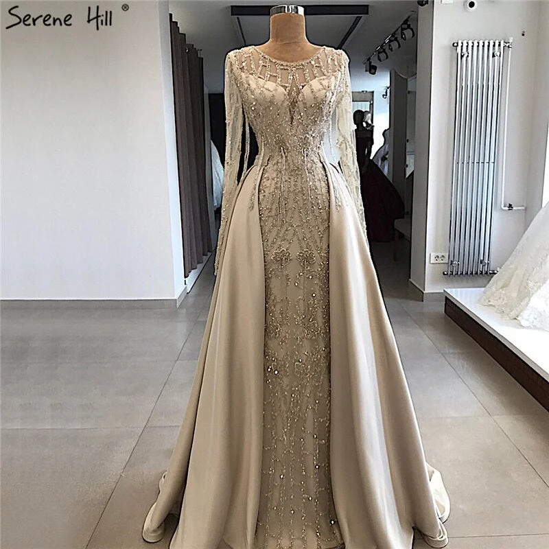 Grey Long Sleeve Sexy Luxury Evening Dress 2024 Mermaid Sequined Beading O-Neck Evening Dress Real Photo LA70174 Grey Long Sleeve Sexy Luxury Evening Dress 2024 Mermaid Sequined Beading O-Neck Evening Dress Real Photo LA70174