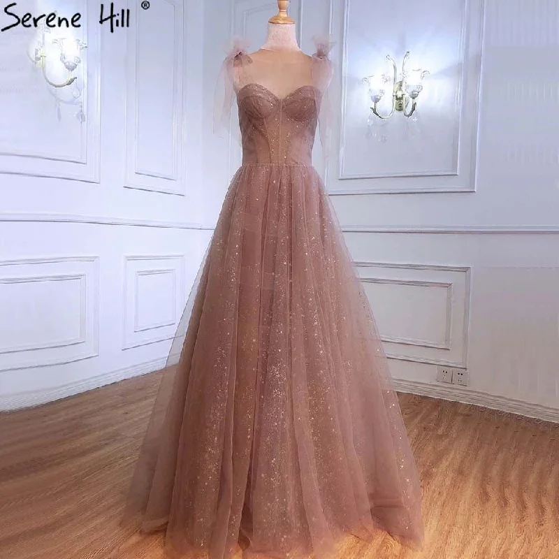 Serene Hill Pink Sexy Evening Dresses Gowns 2024 A-Line Sleeveless Tulle For Women Party LA70920 Serene Hill Pink Sexy Evening Dresses Gowns 2024 A-Line Sleeveless Tulle For Women Party LA70920