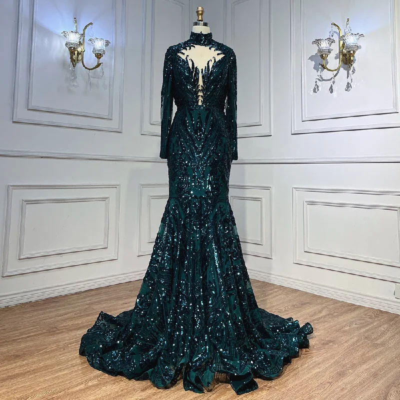 Serene Hill Green Long Prom Dresses 2024 Luxury Sequined Sexy Mermaid Style Black Girl Prom Gala Party Gown LA72027 Serene Hill Green Long Prom Dresses 2024 Luxury Sequined Sexy Mermaid Style Black Girl Prom Gala Party Gown LA72027