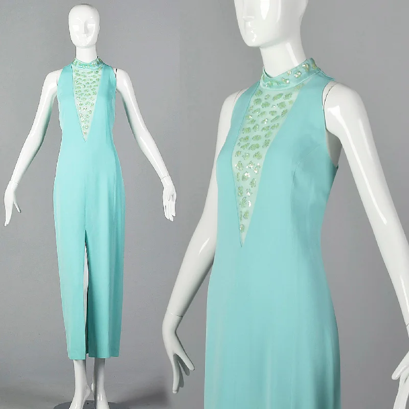 1980s Lillie Rubin Mint Green Dress