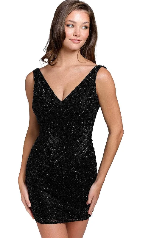 Primavera Couture 3802 - Wide Strap Beaded Cocktail Dress