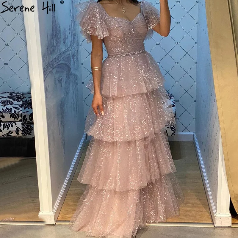 Serene Hill Pink Sexy Luxury Evening Dresses Gowns 2024 A-Line Glitter Tiered Princess For Women Party LA70924 Serene Hill Pink Sexy Luxury Evening Dresses Gowns 2024 A-Line Glitter Tiered Princess For Women Party LA70924