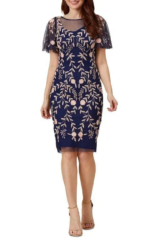 Adrianna Papell AP1E205858 - Flutter Sleeve Embroidered Dress