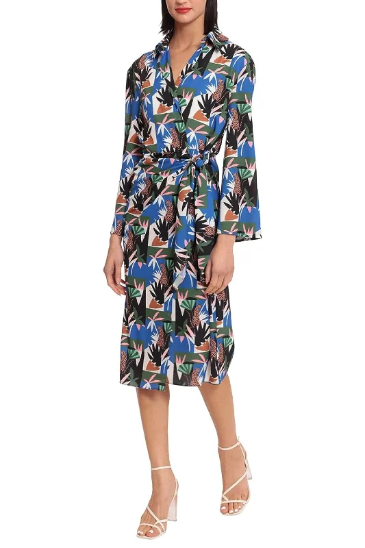 Donna Morgan D8248M - Collared V-Neck Wrap Casual Dress