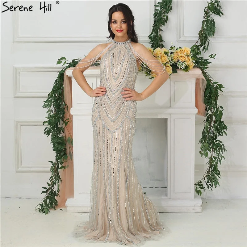 Sexy Evening Dress  Luxury Halter Mermaid Evening Dresses LA6615
