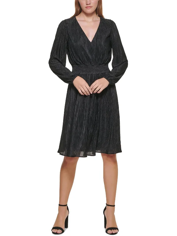 Womens Chiffon Smocked Sheath Dress