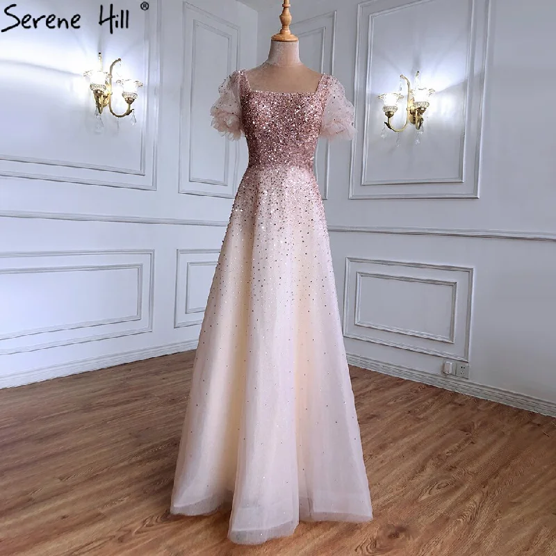 Serene Hill Champagne A-Line Sexy Evening Dresses Gowns 2024 Sparkle Beaded Lace Up For Women Party LA71153 Serene Hill Champagne A-Line Sexy Evening Dresses Gowns 2024 Sparkle Beaded Lace Up For Women Party LA71153