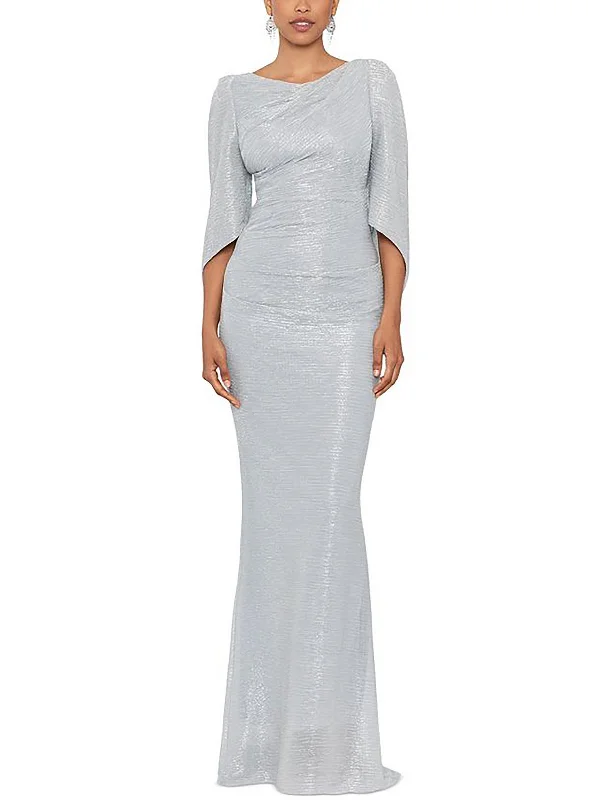 Womens Metallic Long Evening Dress