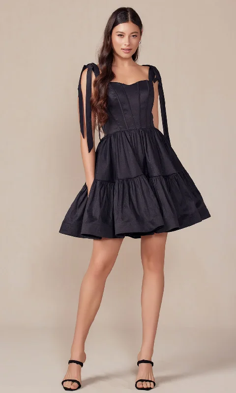 Nox Anabel T869 - Tiered Ribbon Cocktail Dress
