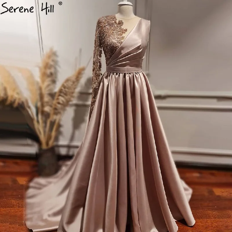 Serene Hill Pink Luxury A-Line Evening Dresses Gowns 2024 One Shoulder Beading Sexy For Women Party LA71033 Serene Hill Pink Luxury A-Line Evening Dresses Gowns 2024 One Shoulder Beading Sexy For Women Party LA71033