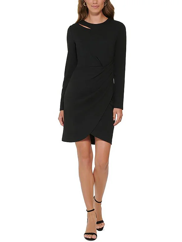 Womens Crepe Cut-Out Sheath Dress