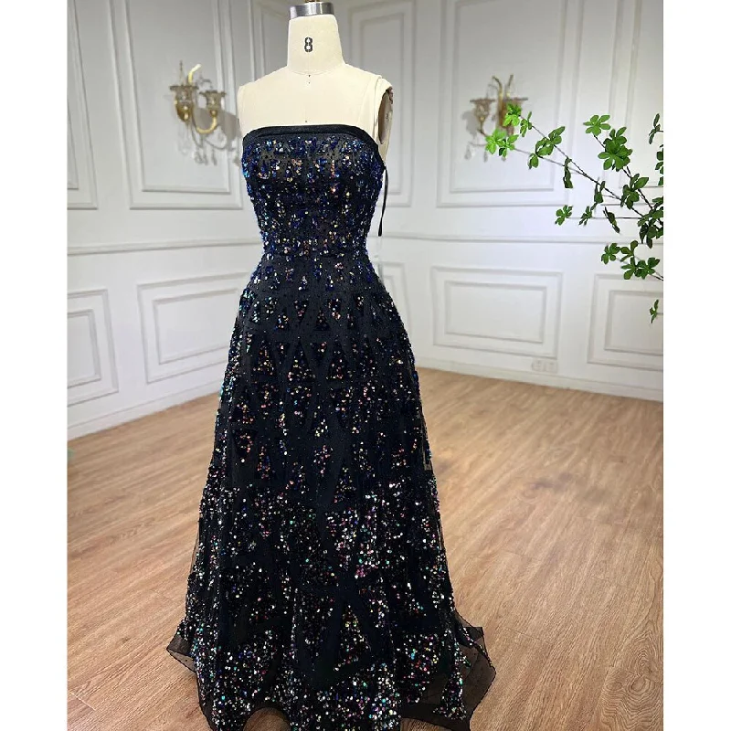 Serene Hill Black A-Line Elegant Evening Dress 2024 Off The Shoulder Luxury Beaded Sequins For Women Party LA72108 Serene Hill Black A-Line Elegant Evening Dress 2024 Off The Shoulder Luxury Beaded Sequins For Women Party LA72108
