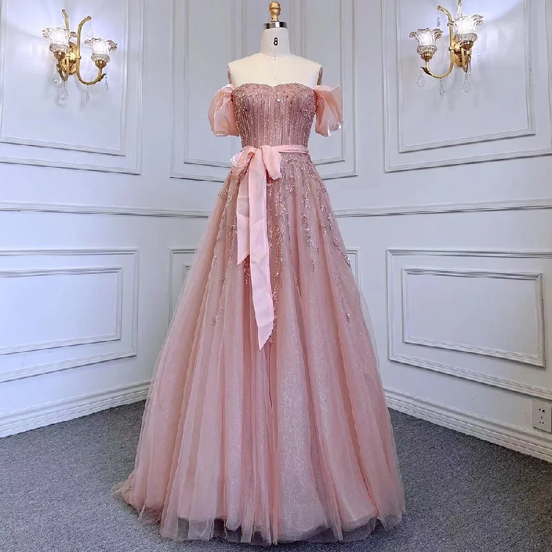 Serene Hill Blush Pink A-Line Sexy Off Shoulder Arabic Beading Crystal Luxury Evening Dress Women Formal Prom Dresse LA71745 Serene Hill Blush Pink A-Line Sexy Off Shoulder Arabic Beading Crystal Luxury Evening Dress Women Formal Prom Dresse LA71745