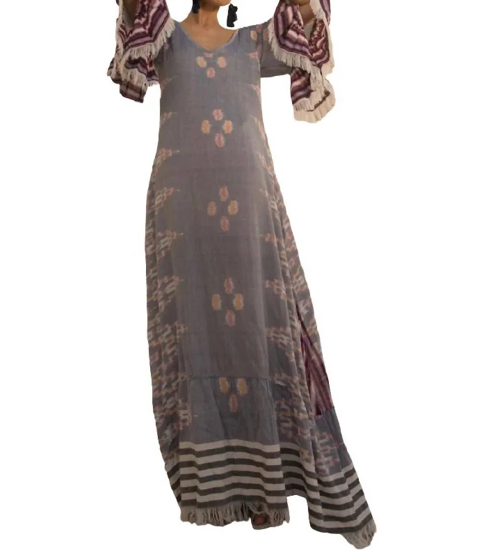 Margarita Dress In Denim Ikat