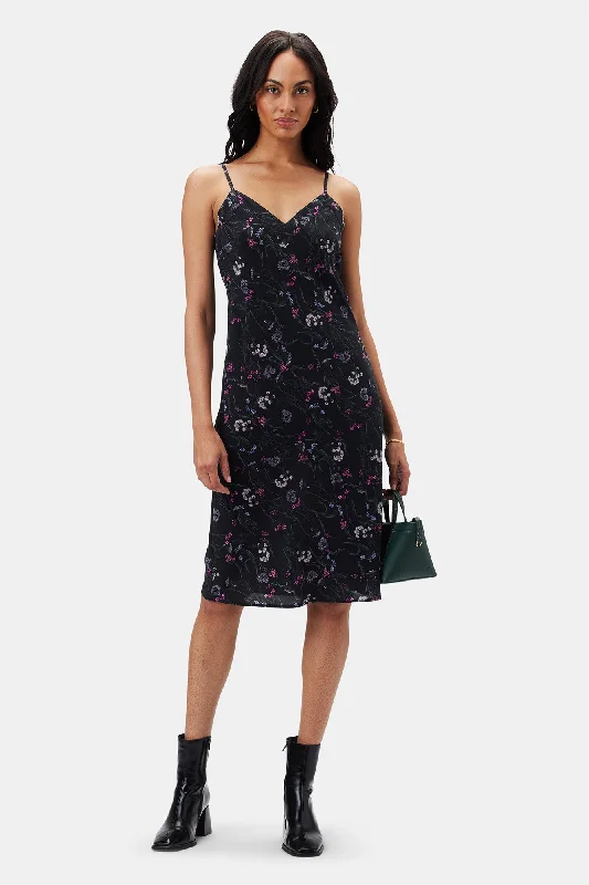 Briana Washable Silk Dress - Caroline Black