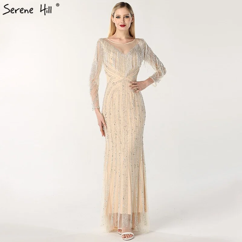 On Sale No Return No Refund Black Luxury Sexy Evening Dresses 2024 Slim Mermaid Tassel Beading Long Sleeves Evening Gowns For Woman LA60716 On Sale No Return No Refund Black Luxury Sexy Evening Dresses 2024 Slim Mermaid Tassel Beading Long Sleeves Evening Gowns For Woman LA60716