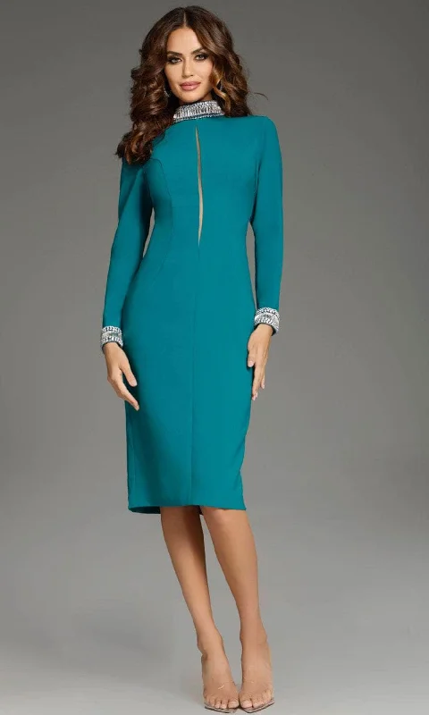 Jovani 40910 - Small Slit Long Sleeve Knee-Length Dress