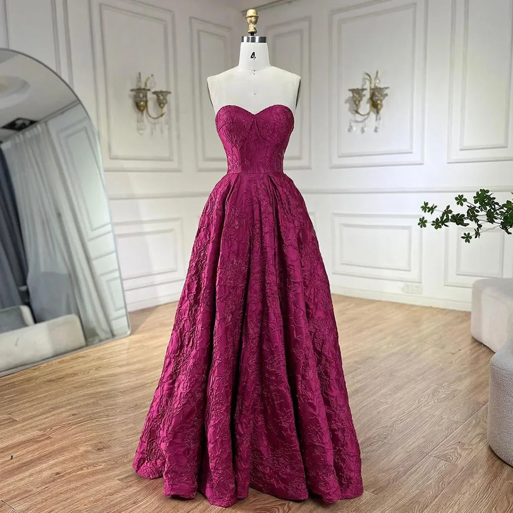Serene Hill Arabic Fuchsia Elegant Evening Dresses 2024 Luxury Dubai A-Line Sleeveless Formal Dress Long Design LA70699 Serene Hill Arabic Fuchsia Elegant Evening Dresses 2024 Luxury Dubai A-Line Sleeveless Formal Dress Long Design LA70699