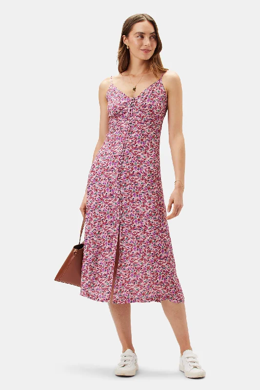 Sara Viscose Crepe Slip Dress - Alessia Mulberry