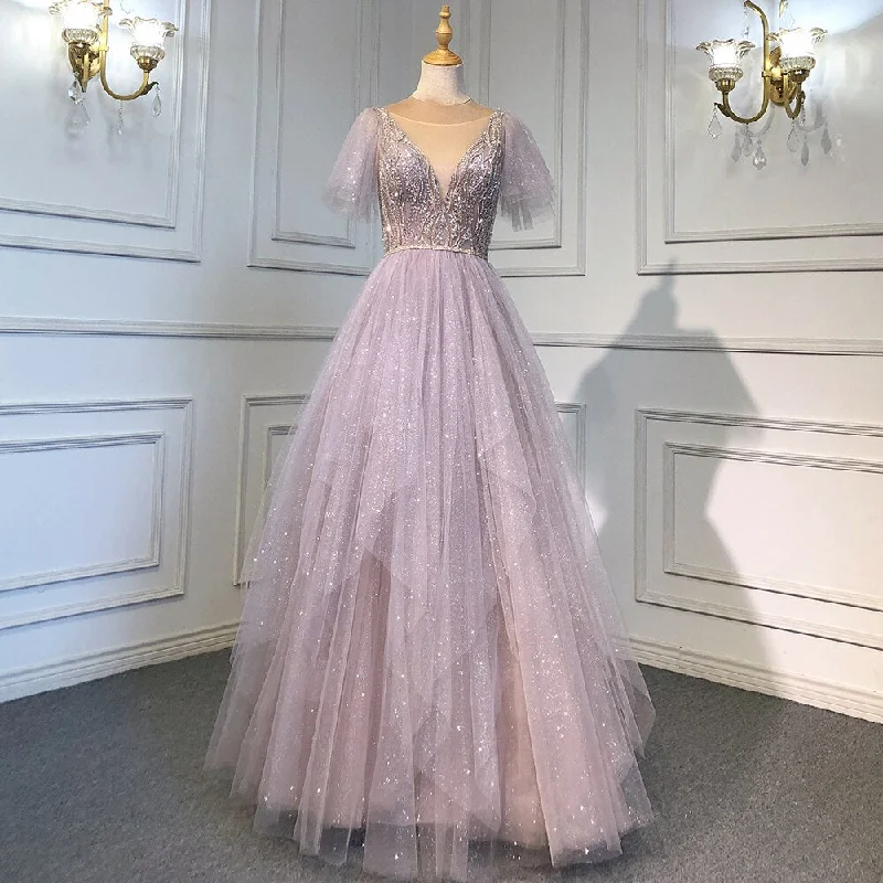 Serene Hill Pink A-Line Sexy V-Neck Evening Gowns Luxury Beaded Dresses Long 2024 For Women Wedding Party LA71710 Serene Hill Pink A-Line Sexy V-Neck Evening Gowns Luxury Beaded Dresses Long 2024 For Women Wedding Party LA71710