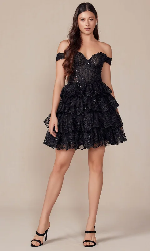 Nox Anabel R877 - Embroidered A-Line Cocktail Dress