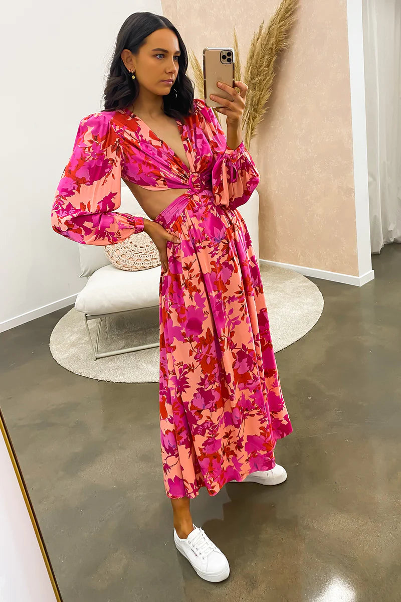 Amari Midi Dress Pink Trendy A-Line Midi Dress