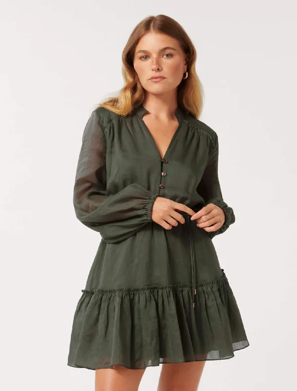 Ashley Petite Frill Mini Dress Stylish Sweetheart Neck Mini Dress