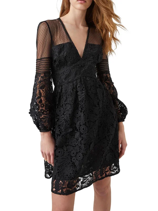 Bilan Womens Lace Short Mini Dress Classic Casual Mini Dress