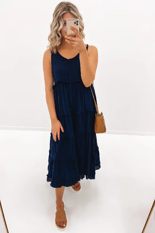 Brax Midi Dress Navy Cozy Wide Strap Midi Dress