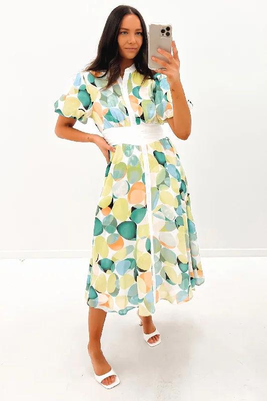Charles Midi Dress Green Fashionable Chiffon Midi Dress
