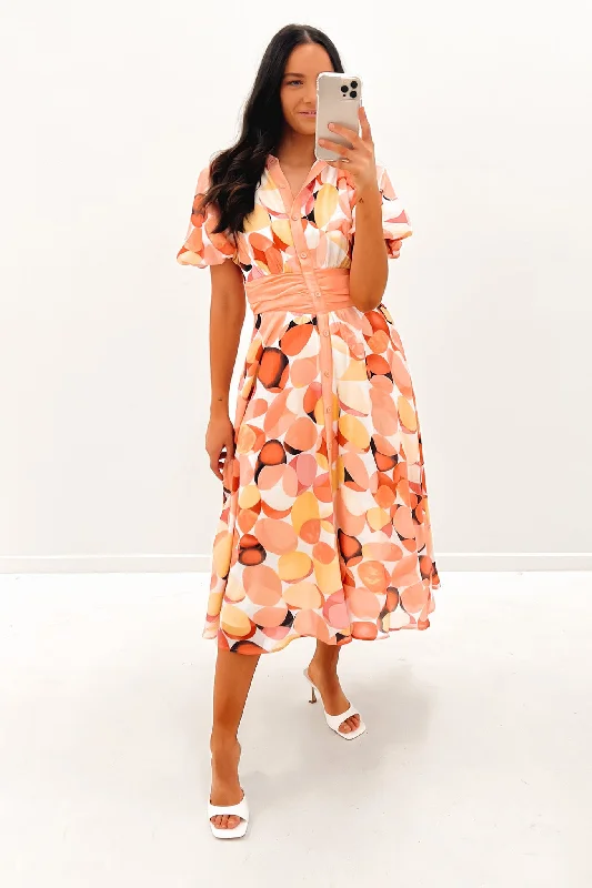 Charles Midi Dress Pink Fashionable Skater Midi Dress