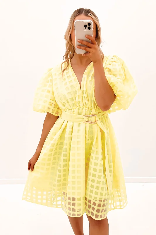 Cindie Midi Dress Yellow Fashionable Chiffon Midi Dress