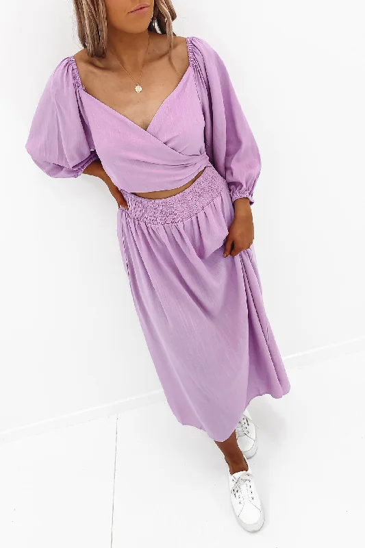 Destiny Midi Dress Lilac Elegant Maxi-Midi Hybrid Dress