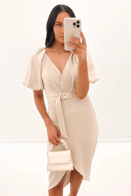 Devyn Midi Dress Champagne Cozy Tie-Dye Midi Dress