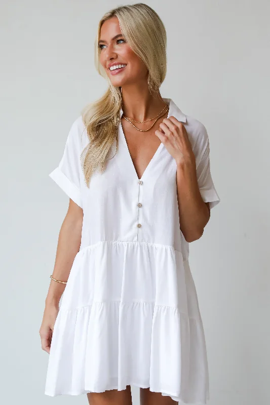 FINAL SALE - Easily Irresistible Tiered Mini Dress Trendy Lace Mini Dress