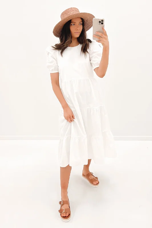 Eleanor Midi Dress White Stylish Animal Print Midi Dress