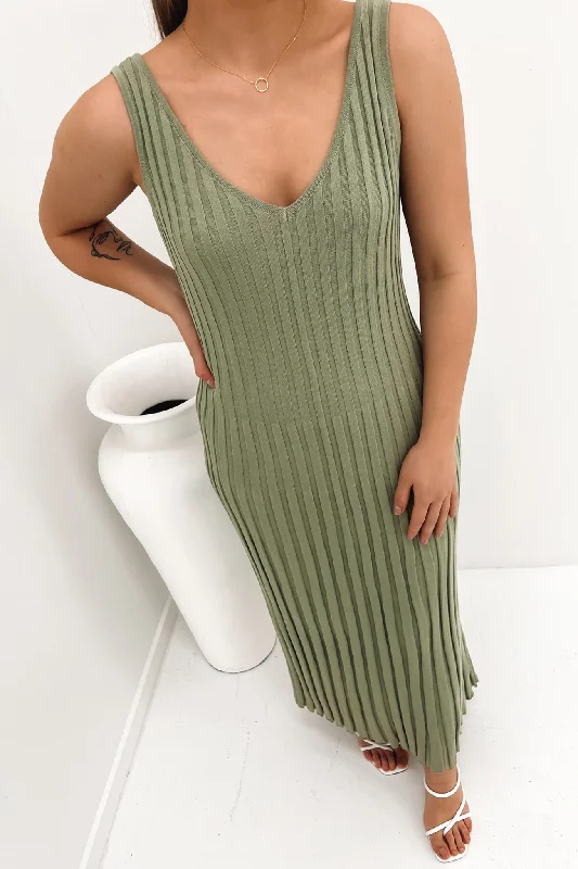 Finn Midi Dress Sage Fashionable A-Line Midi Dress