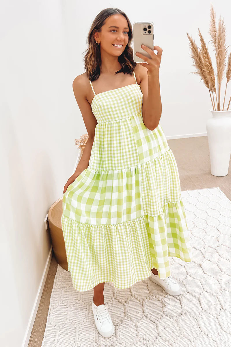 Frankie Midi Dress Green Fashionable Shift Midi Dress