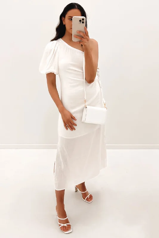 Greta Midi Dress White Trendy A-Line Midi Dress