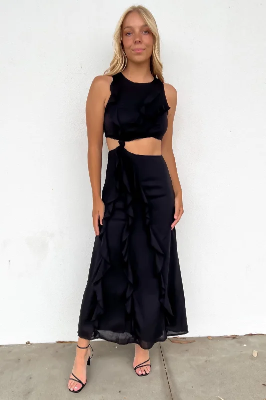 Hawthorne Midi Dress Black Stylish Satin Midi Dress