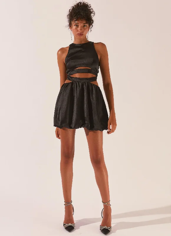 Home With You Mini Dress - Raven Stylish Ruffle Mini Dress