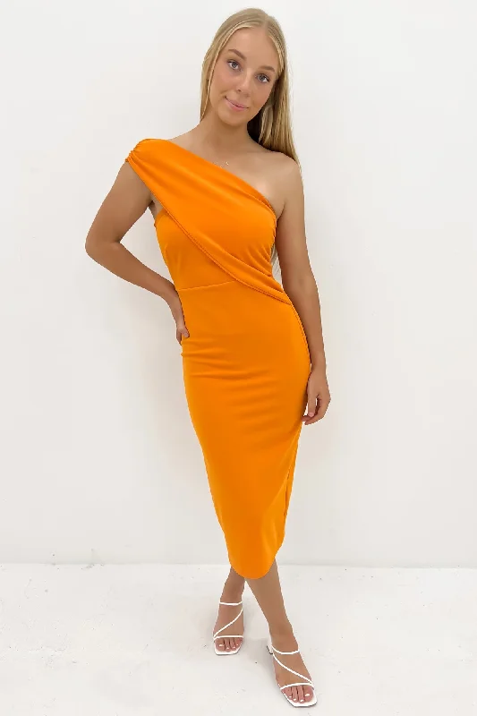 Kailey Midi Dress Orange Fashionable A-Line Midi Dress