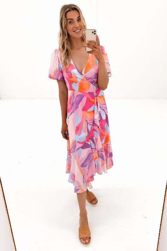 Laylah Midi Dress Multi Stylish High-Waisted Midi Dress