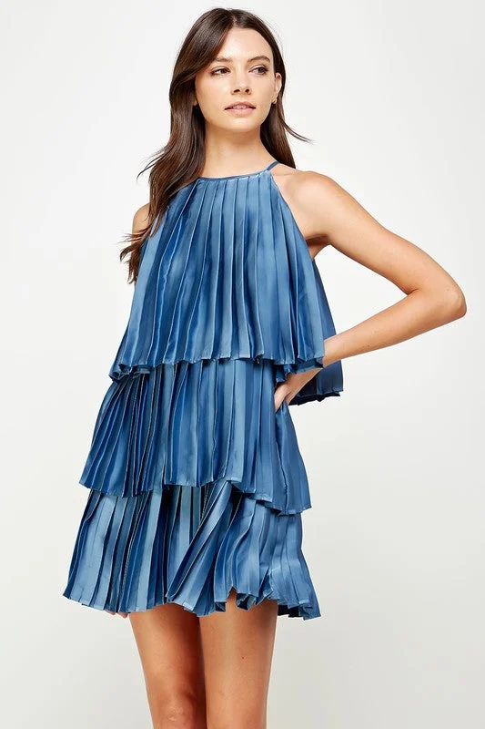 LOVE IN A MIST PLEATED MINI DRESS Fashionable Summer Mini Dress