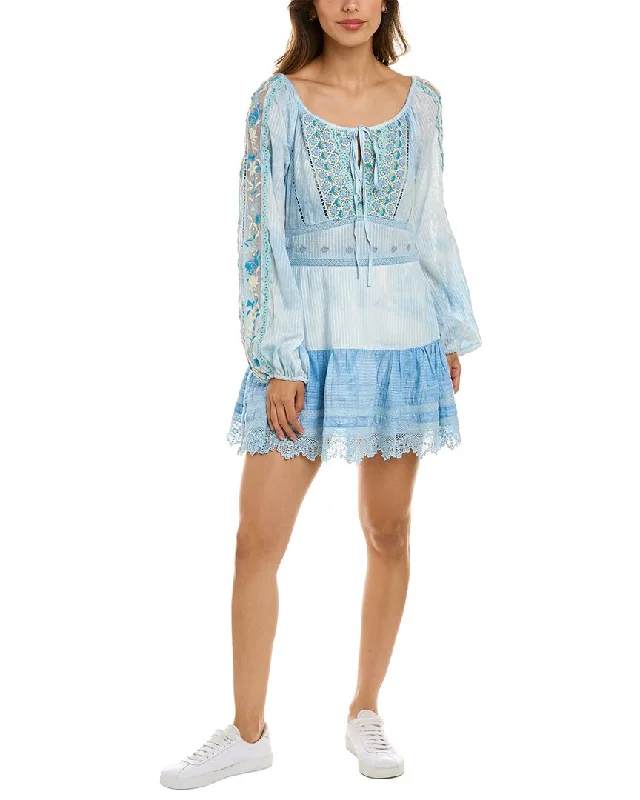 LoveShackFancy Valensole Embroidered Chelie Mini Dress Classic Floral Mini Dress