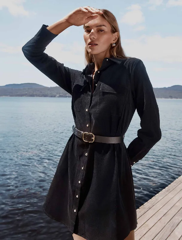 Lucie Long Sleeved Cord Mini Dress Chic Tropical Mini Dress