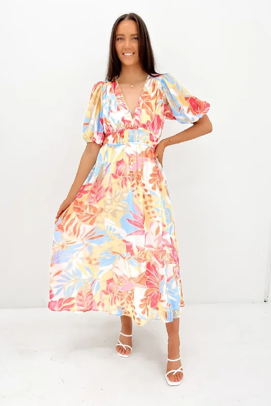 Marcus Midi Dress Miami Floral Fashionable High-Neck Midi Dress