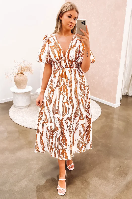 Marcus Midi Dress White Tan Classic Black Midi Dress