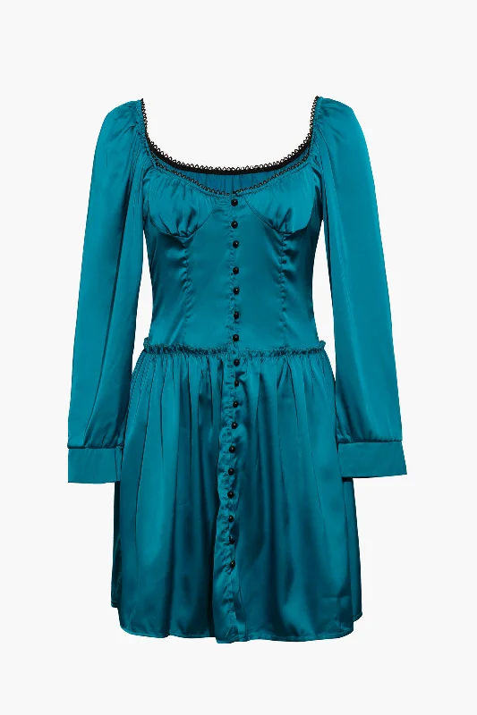 Satin Off The Shoulder Buttons Down Mini Dress Trendy Tulle Mini Dress